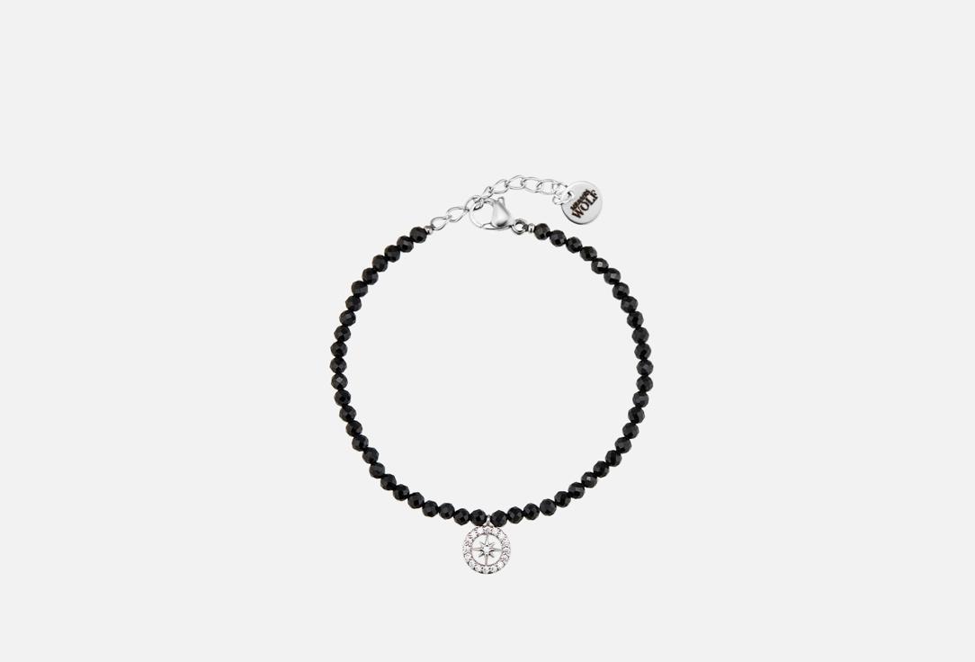 Black spinel bracelet with pendant. 1 шт