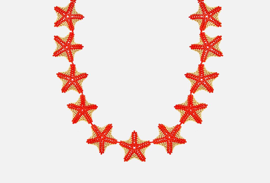 Starfish necklace Gold-red. 1 шт