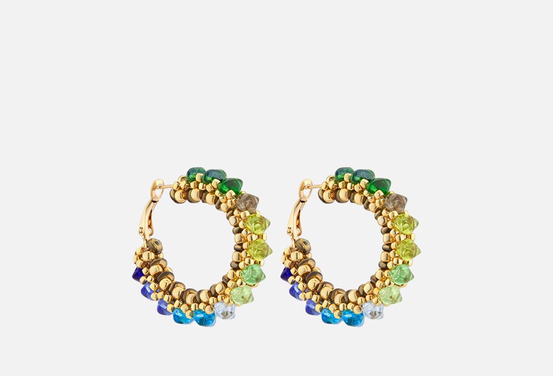 Hoop gradient earrings Blue-green. 2 шт