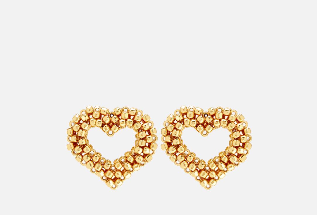 Big heart shaped earrings Gold. 2 шт