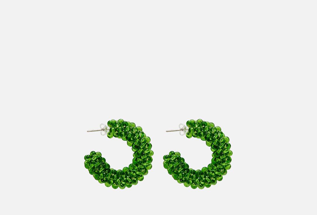 Evening beaded earrings Green. 2 шт