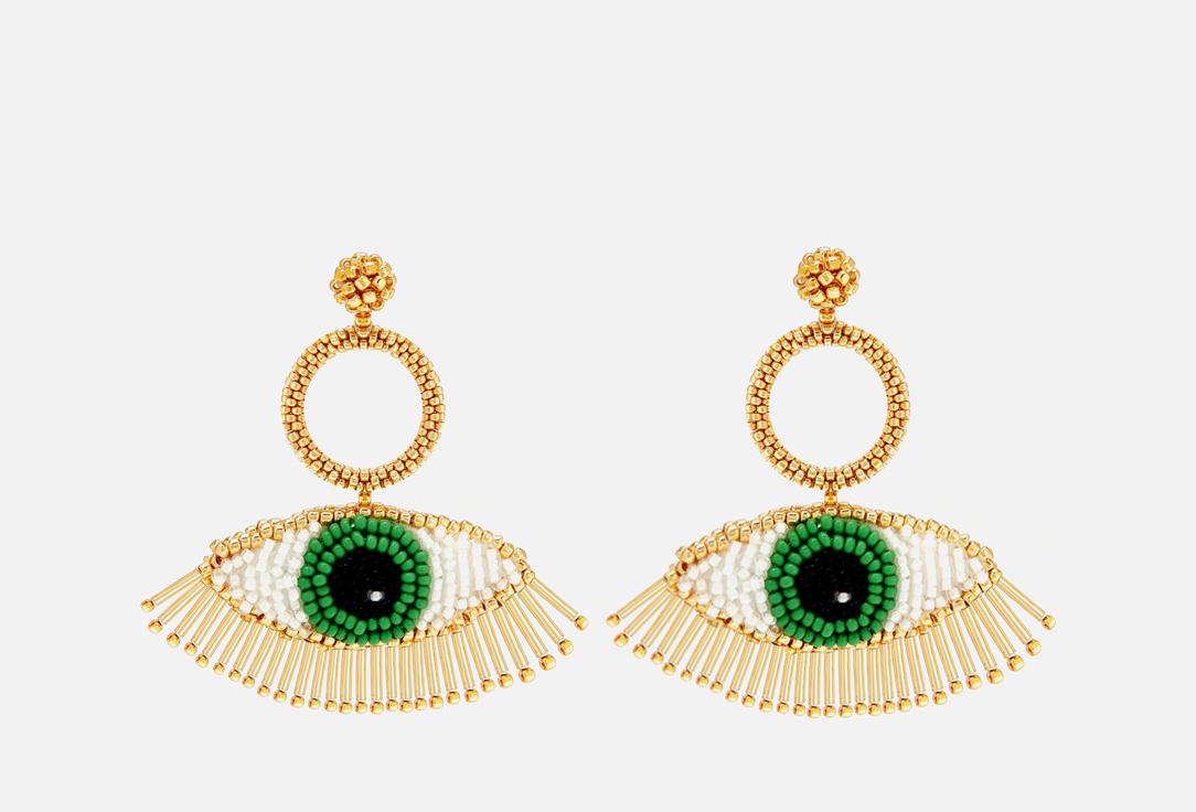 Evil eye earrings Green. 2 шт