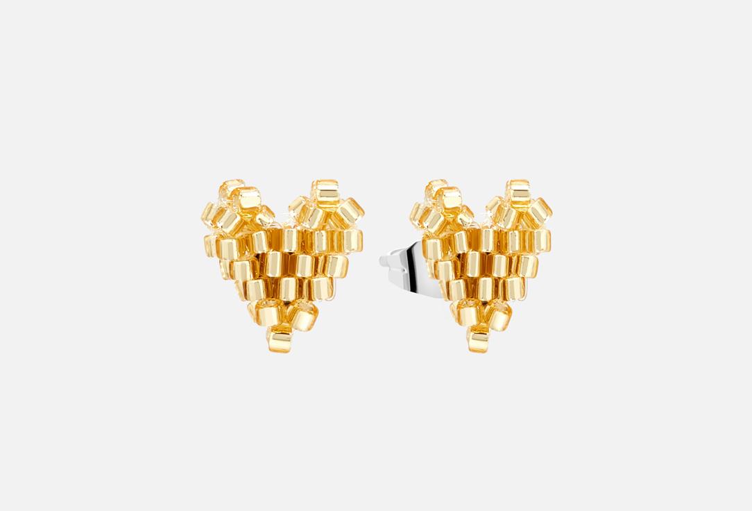 Heart shaped tiny earrings Gold. 2 шт