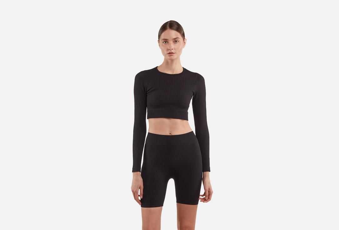 Power Rib Seamless Cropped Long Sleeve Black. Цвет: Black