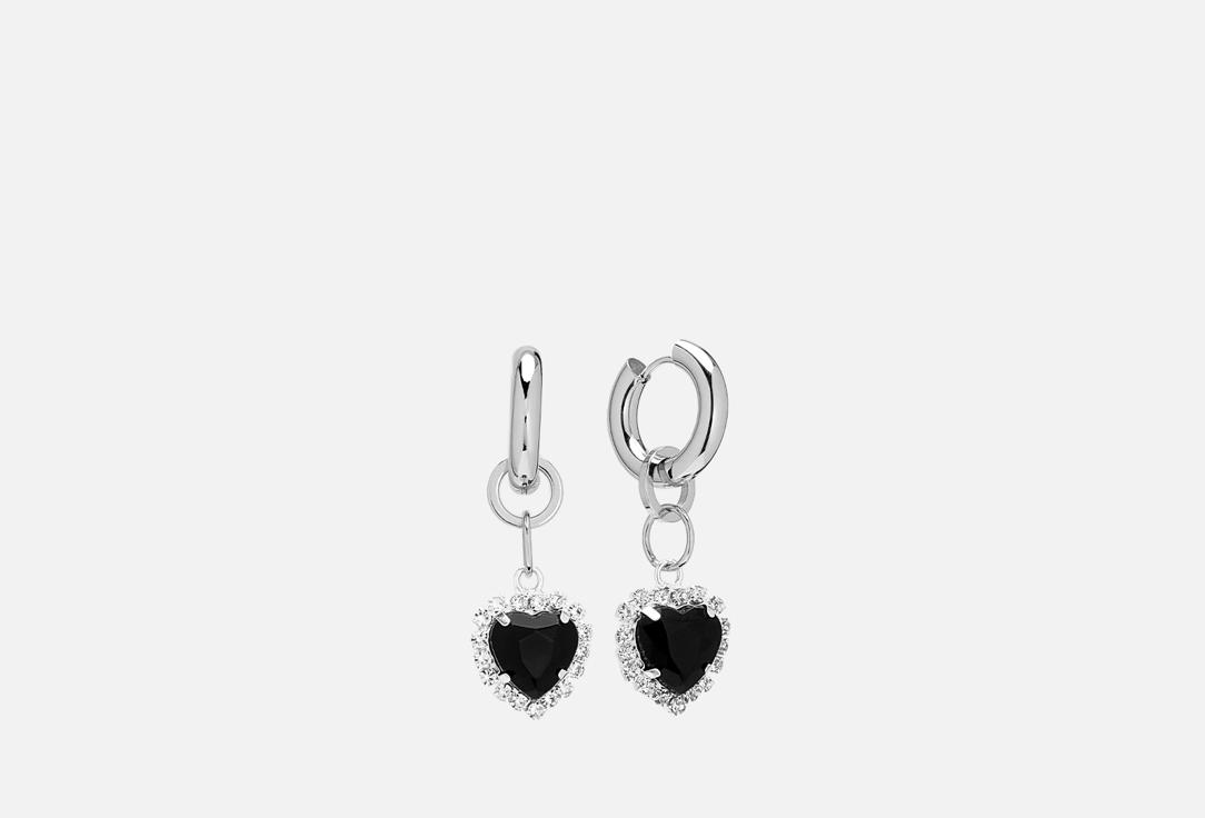 Earrings black heart. 2 шт