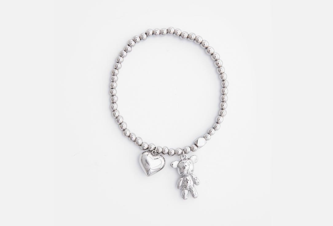 Silver Bracelet with teddy bear. Цвет: