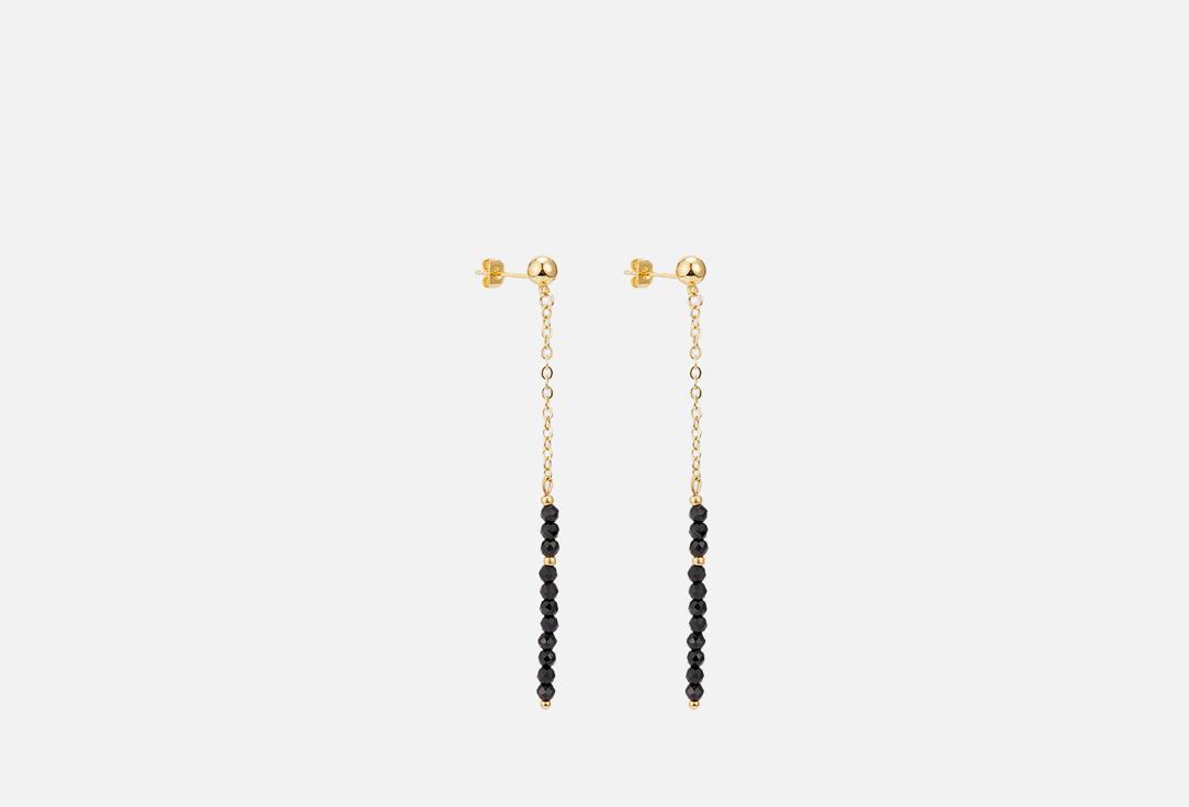 Earrings with black spinel. 2 шт