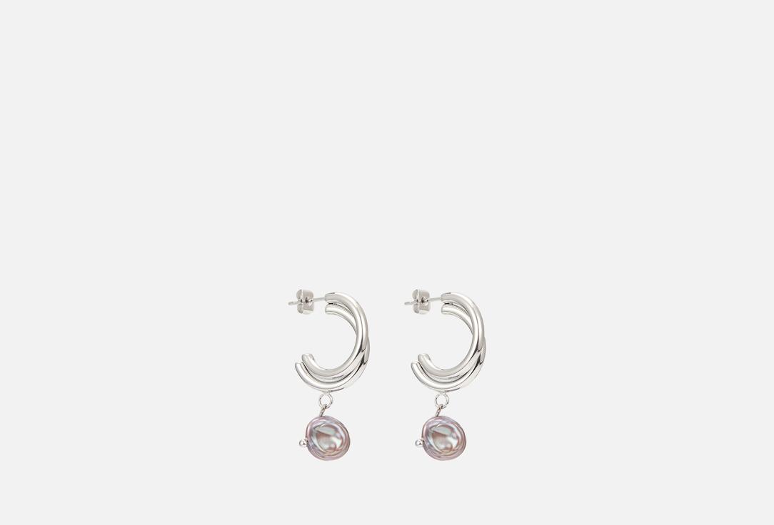 Half-hoop earrings with pearl. 2 шт