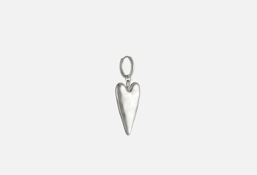 transformable earring made of jewelry alloy in the shape of a silver heart. 1 шт