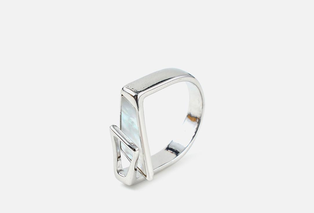 Ring with mother of pearl in rhodium dimensionless. Цвет: