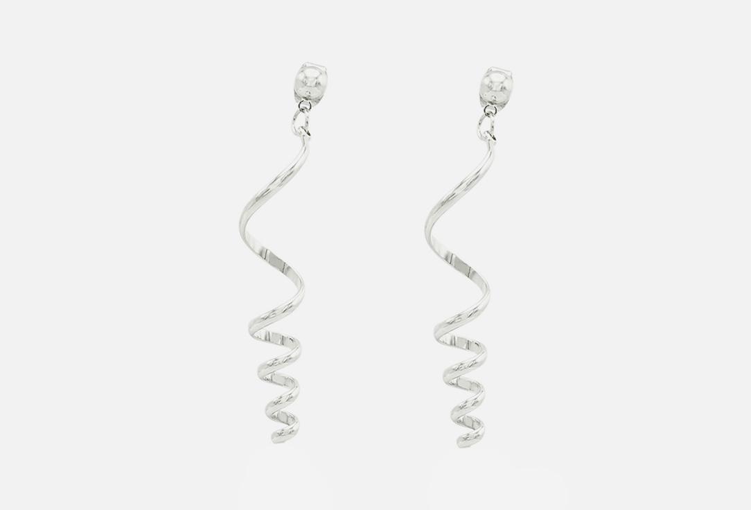 Spiral earrings rhodium plating. Цвет: