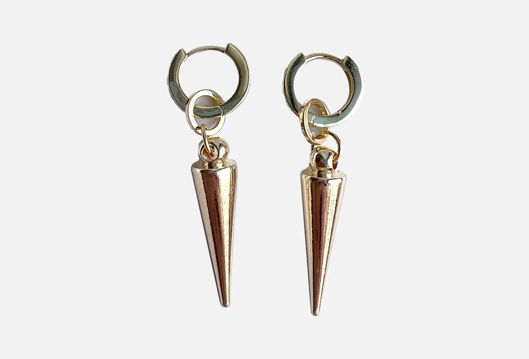 Earrings with pendants spikes gold color. 2 шт