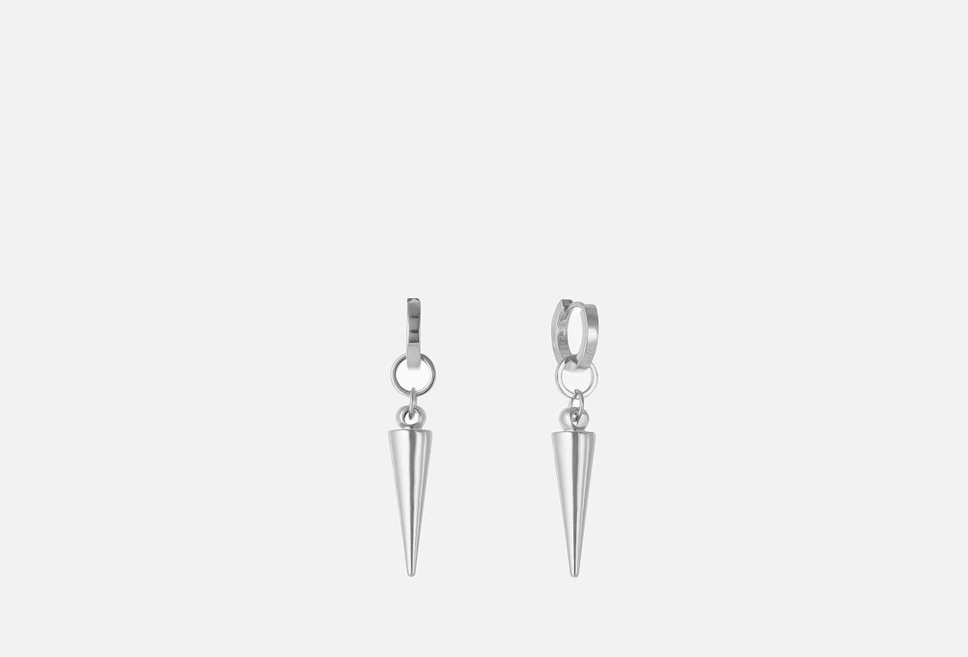 Earrings with pendants spikes color silver. 2 шт