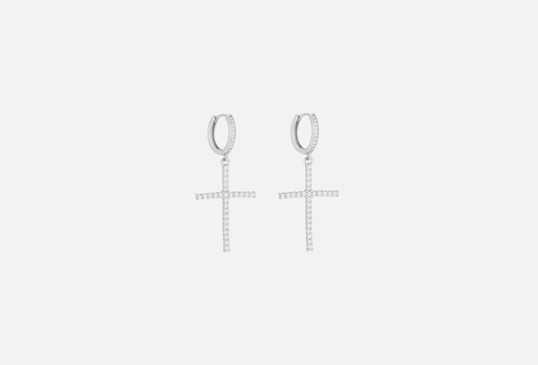 Cross Earrings Grand Silver. 2 шт