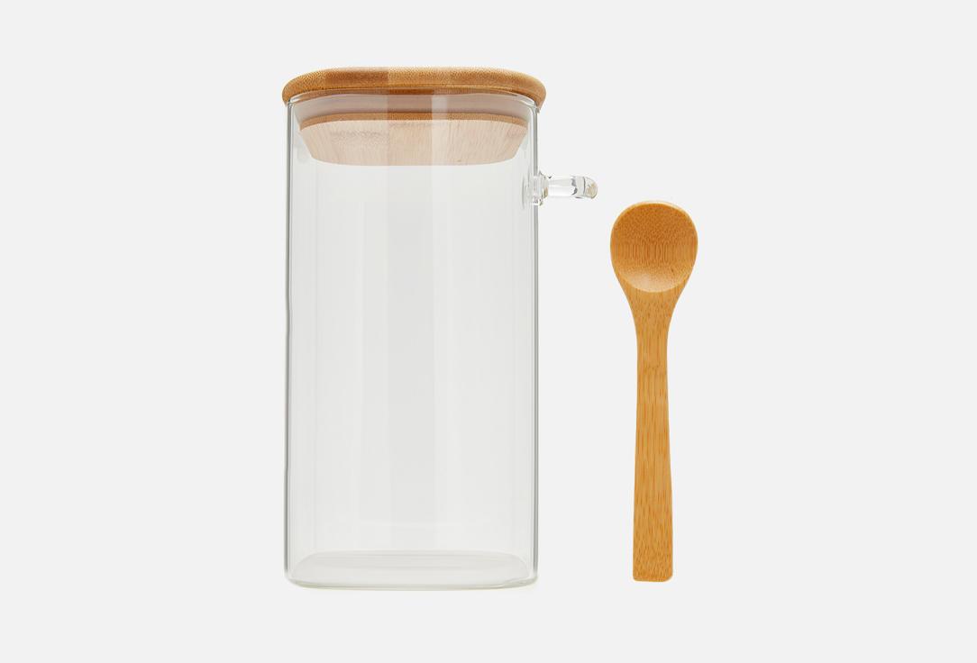 Container with bamboo lid and spoon. 1200 мл