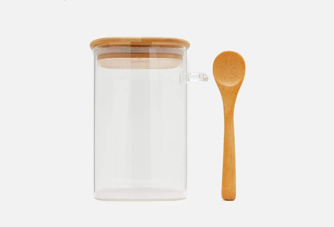 Container with bamboo lid and spoon. 1000 мл