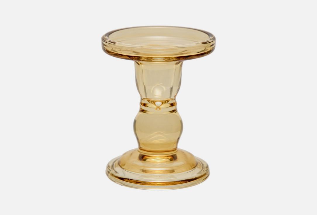 Glass candle holder beige. 1 шт