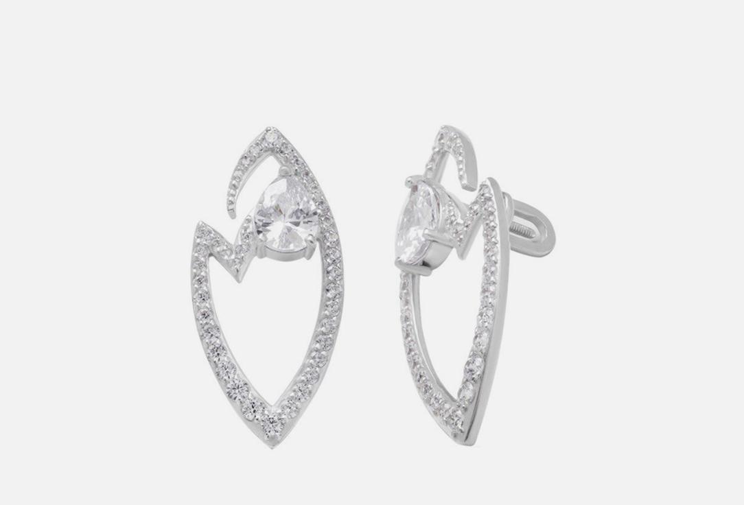 Stud earrings with silver stones. 2 шт