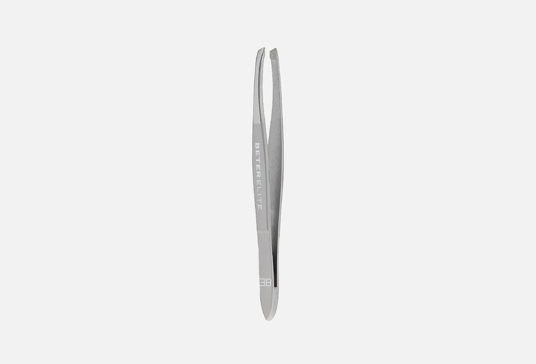 ELITE Satin and chromeplated finished tweezers, slanted tip. 1 шт