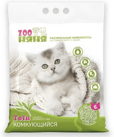 Zoo Няня Tofu Зеленый чай Наполнитель растительный комкующийся