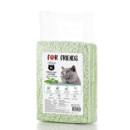 For Friends Tofu Green Tea наполнитель комкующийся, растительный