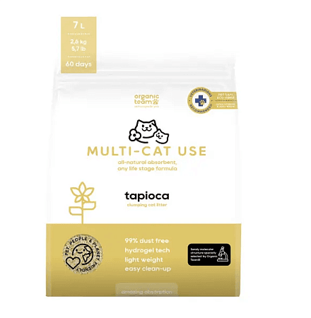 Organic Team Multi-cat Use комкующийся наполнитель для кошачьего туалета для котят и кошек из маниоки