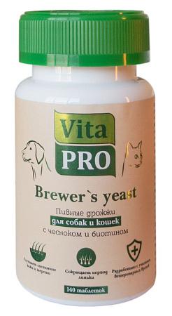 Vita Pro | Vita Pro Brewer's yeast 140 таблеток для собак и кошек с чесноком и биотином