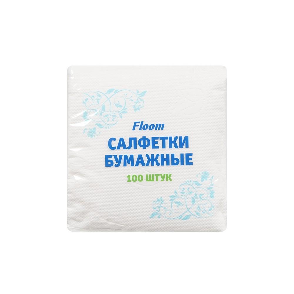 Floom | Бумажные салфетки Floom однослойные , белые , 24*24см , 100шт