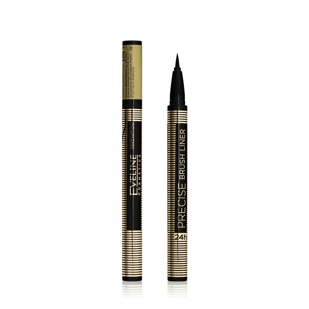 Подводка - фломастер для век Eveline Precise Brush Liner ультрастойкая , Черная 7г