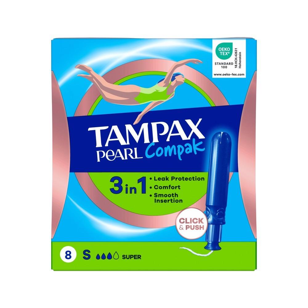 Женские тампоны с аппликатором Tampax Pearl Compak Super single 8шт