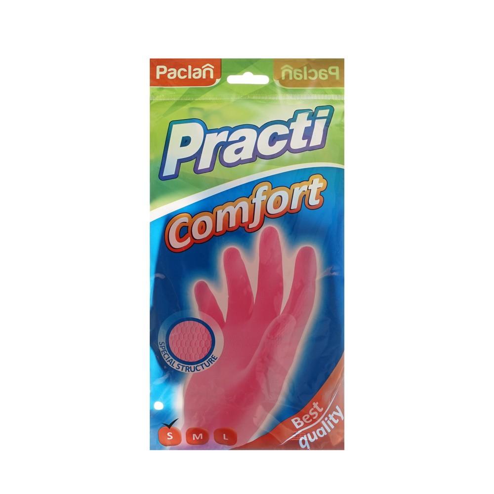 Перчатки резиновые особо прочные Paclan Practi Comfort S розовые