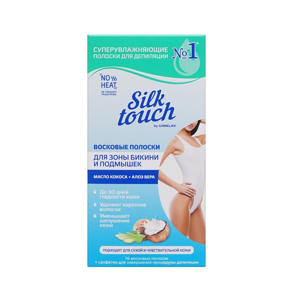 Carelax | Восковые полоски для зоны бикини и подмышек Carelax Silk Touch с кокосовым маслом + алоэ вера 16шт