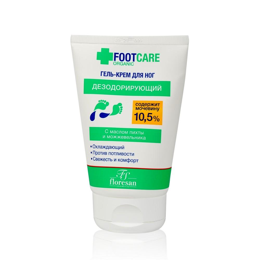 Гель - крем для ног Floresan Organic foot Care дезодорирующий с маслом пихты и можжевельника 100мл