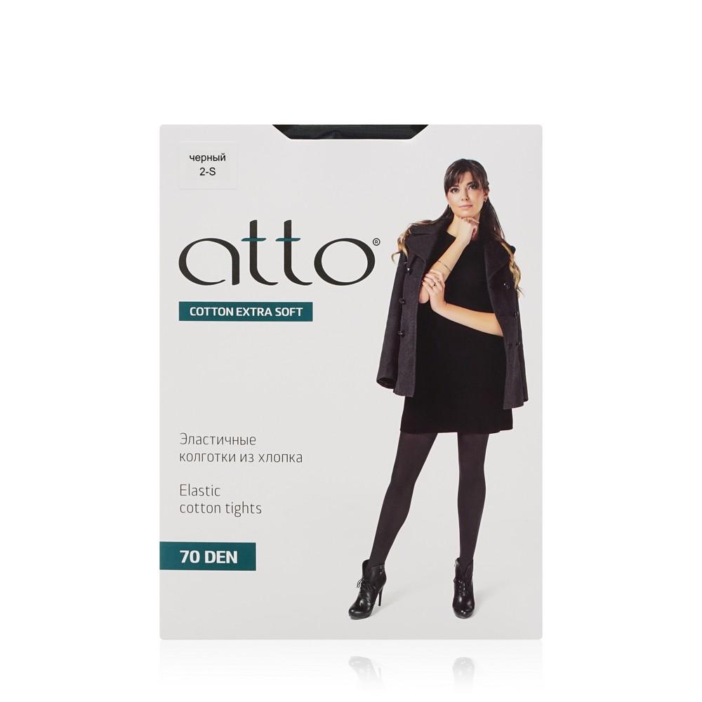 Atto | Женские хлопковые колготки Atto Cotton 70den Черный 2 размер