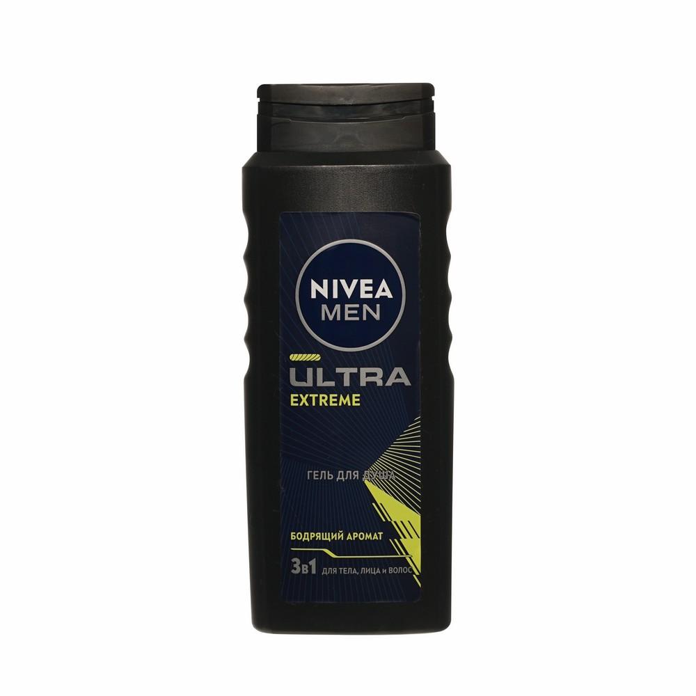 Мужской гель для душа 3 в 1 NIVEA Men Ultra Extreme 500мл