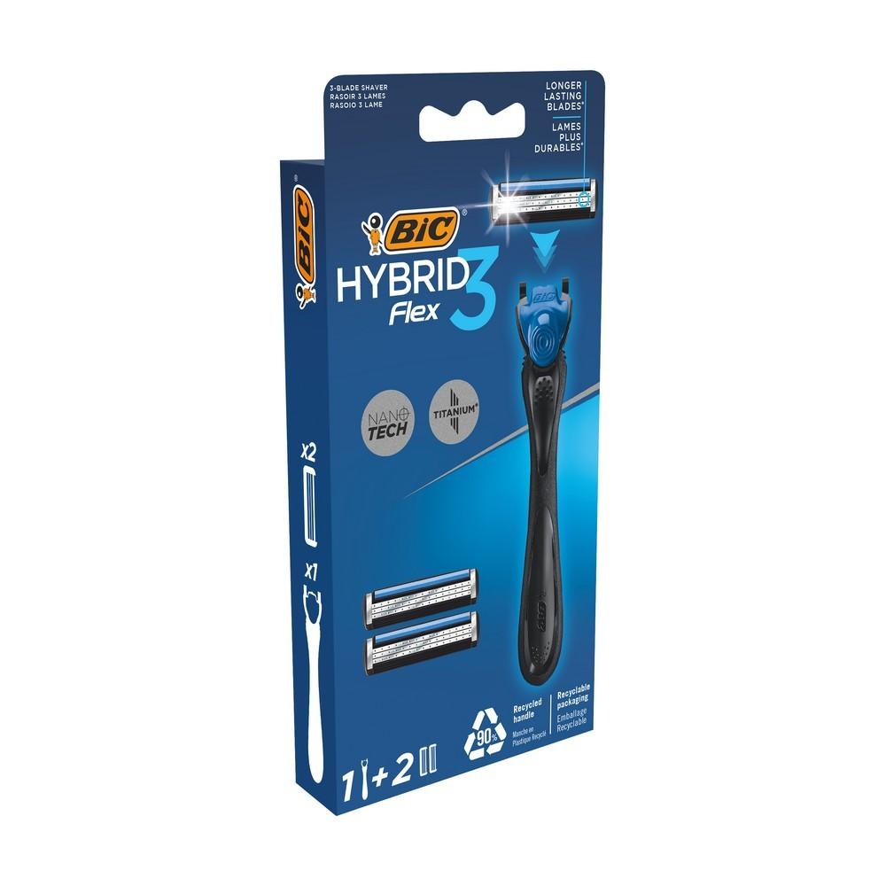 Мужской станок для бритья Bic Flex 3 Hybrid + 2 сменные кассеты