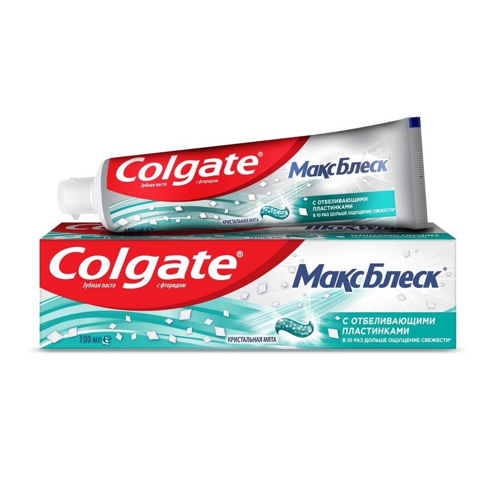 Зубная паста Colgate Макс Блеск с отбеливающими пластинками " кристальная мята " 100мл