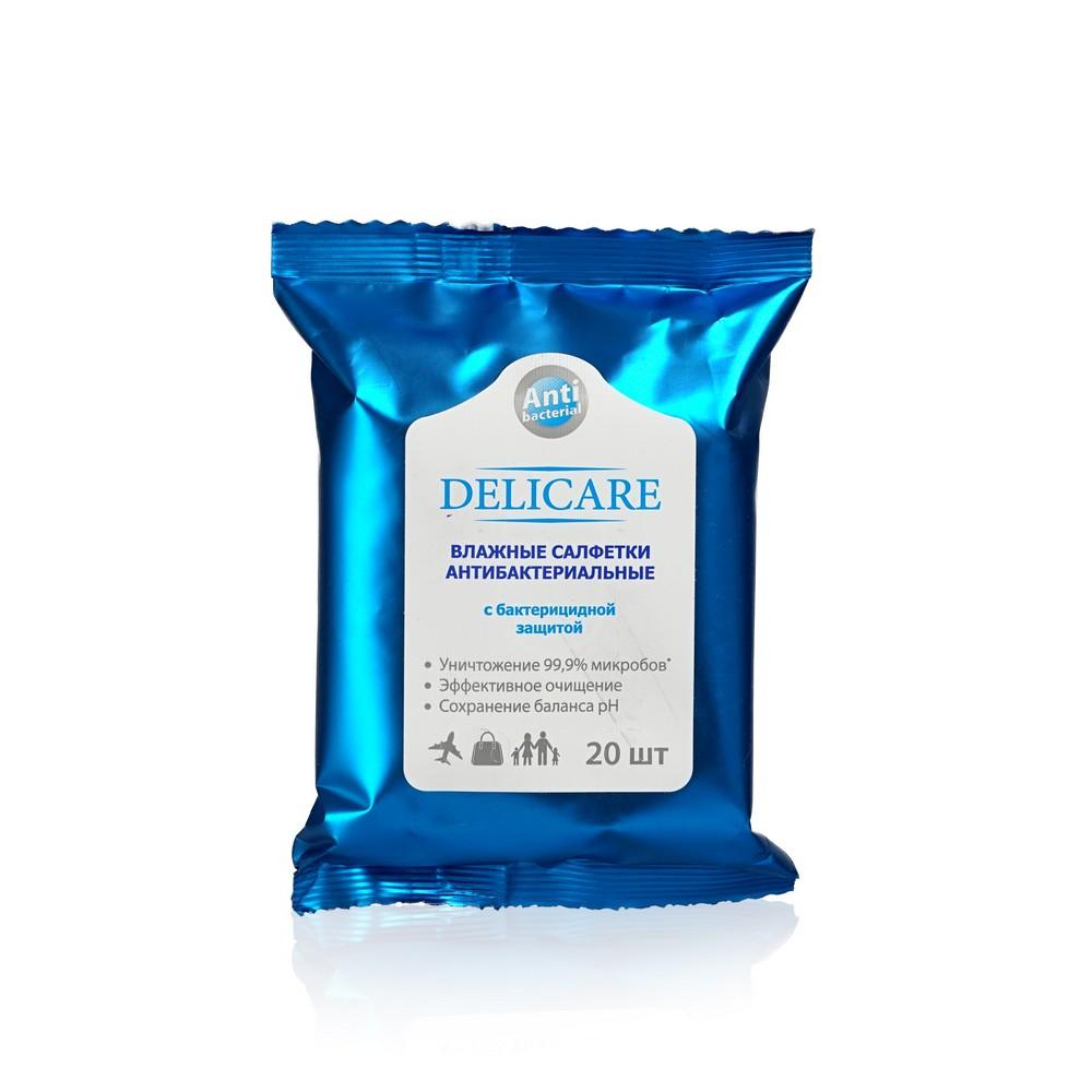 Delicare | Влажные салфетки Delicare антибактериальные 20шт