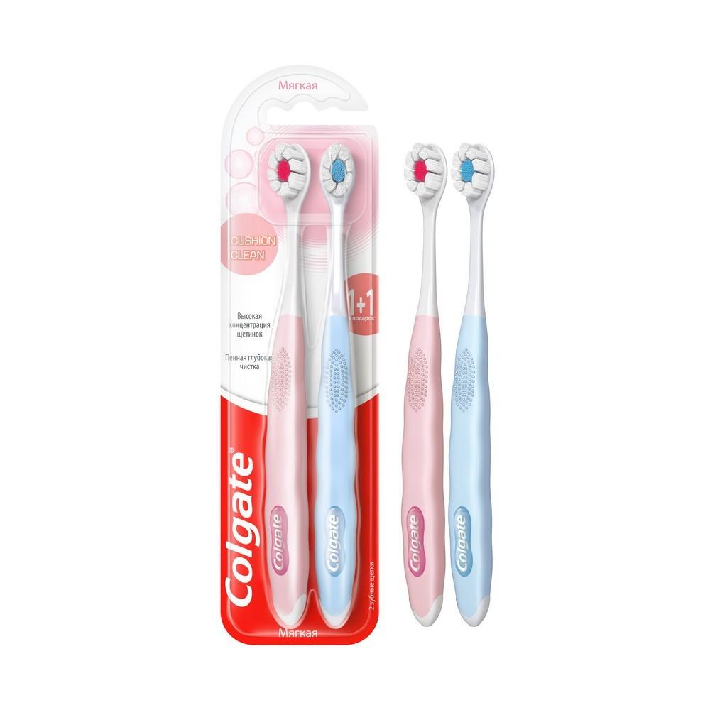 Зубная щетка Colgate Cushion Clean мягкая 1+1 в подарок