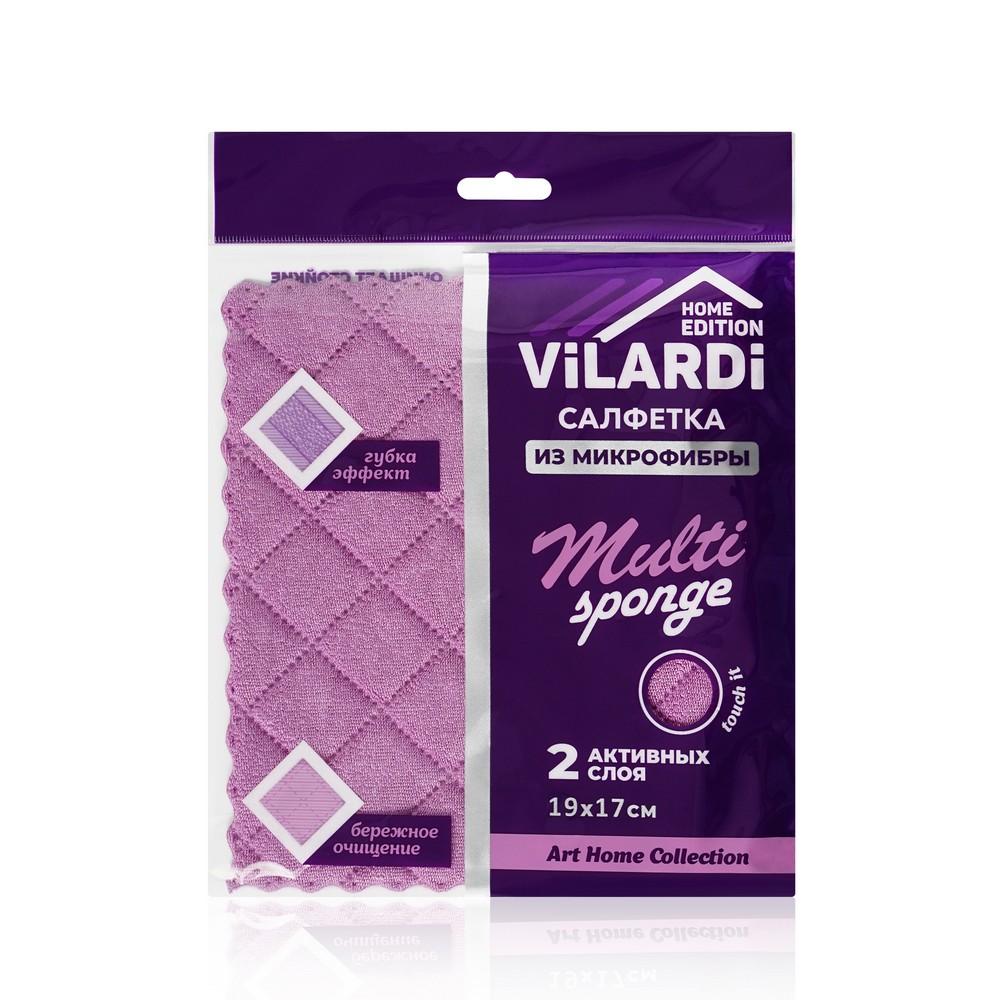 Салфетка из микрофибры Vilardi " Multi Sponge " 2 в 1 , 19x17см