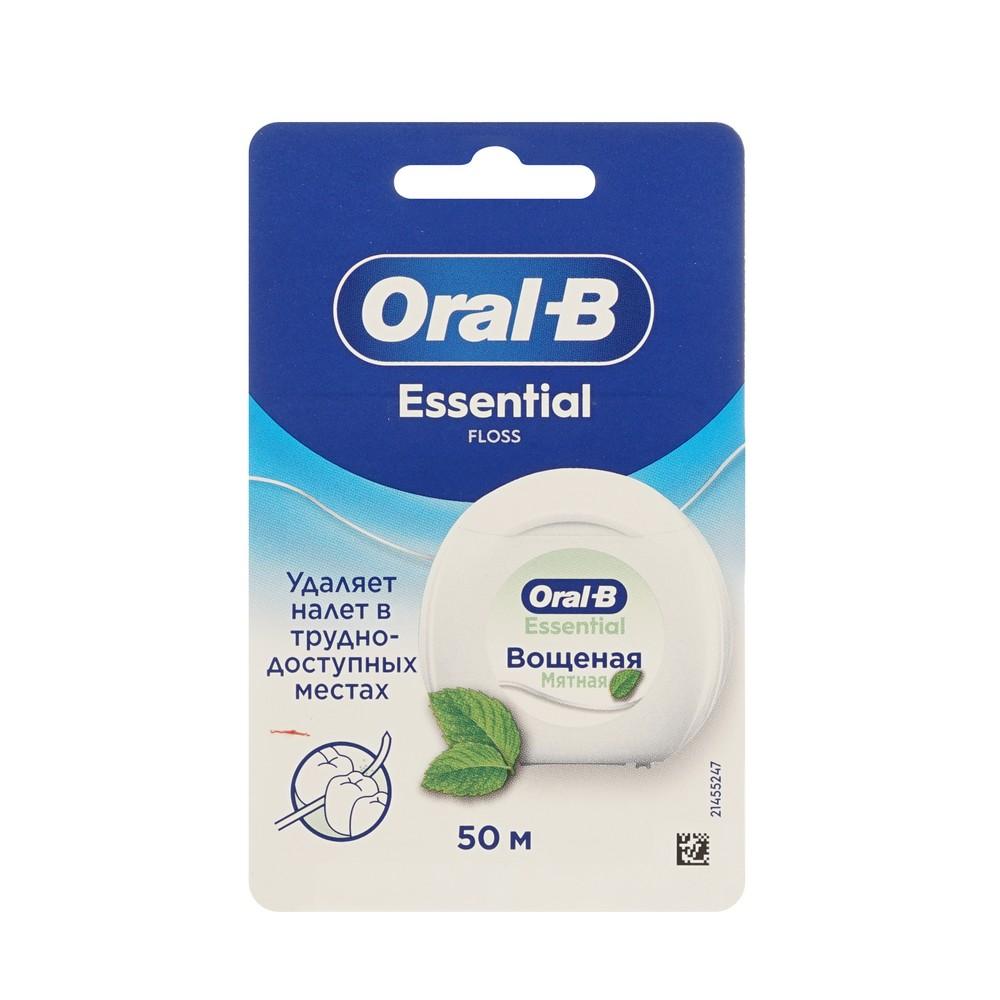 Зубная нить вощеная Oral-B Essential Floss мятная 50м