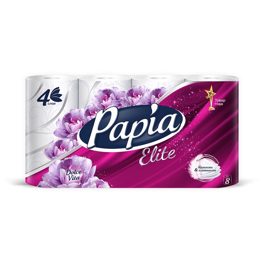 Туалетная бумага PAPIA Deluxe 4х-слойная Dolce Vita 8шт