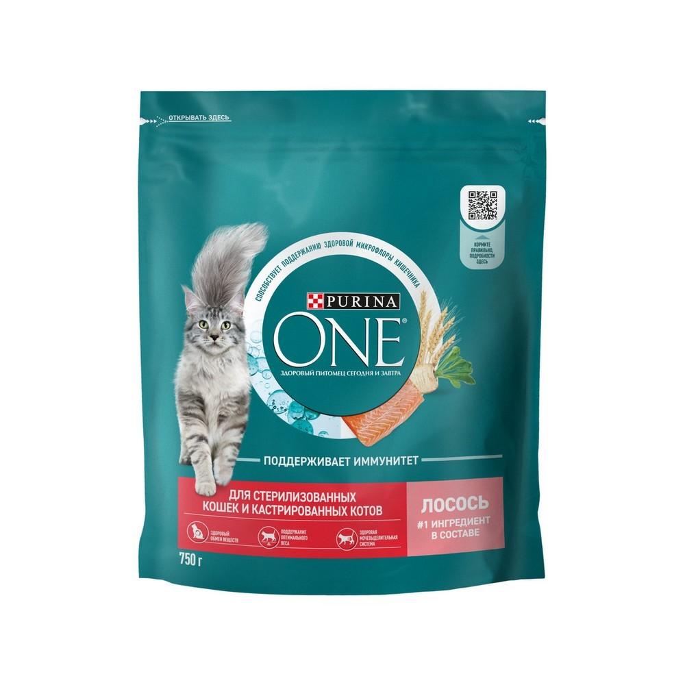 Сухой корм для стерилизованных кошек Purina One с лососем и пшеницей 750г