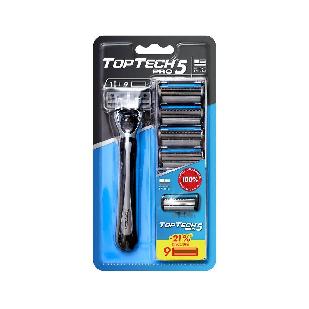 Мужской станок для бритья TopTech Pro 5 + 9 сменных кассет 5 лезвий