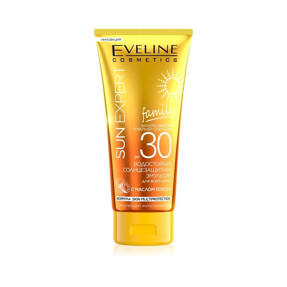Водостойкая солнцезащитная эмульсия с маслом кокоса Eveline Sun Expert SPF 30 200мл