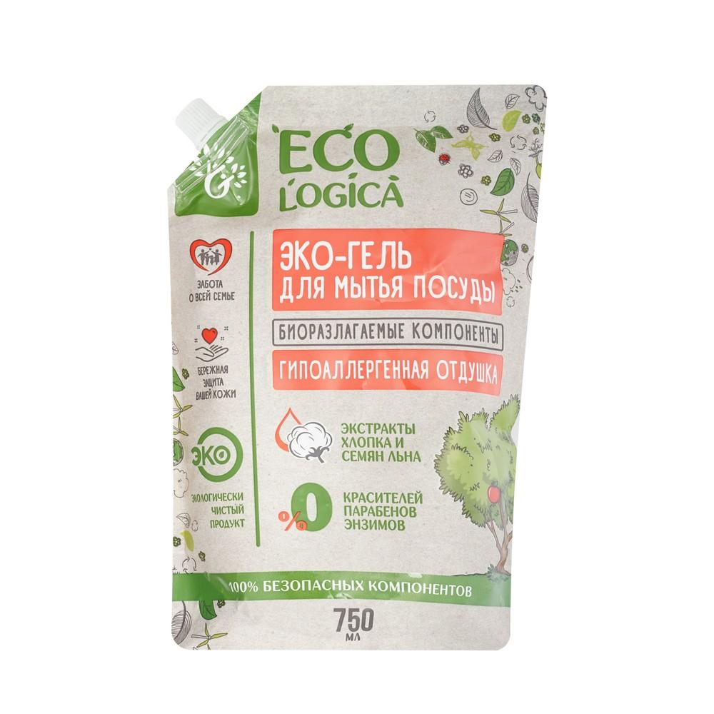 Ecologica | Гель для мытья посуды Ecologica экстракты хлопка и семян льна , дой-пак 750мл