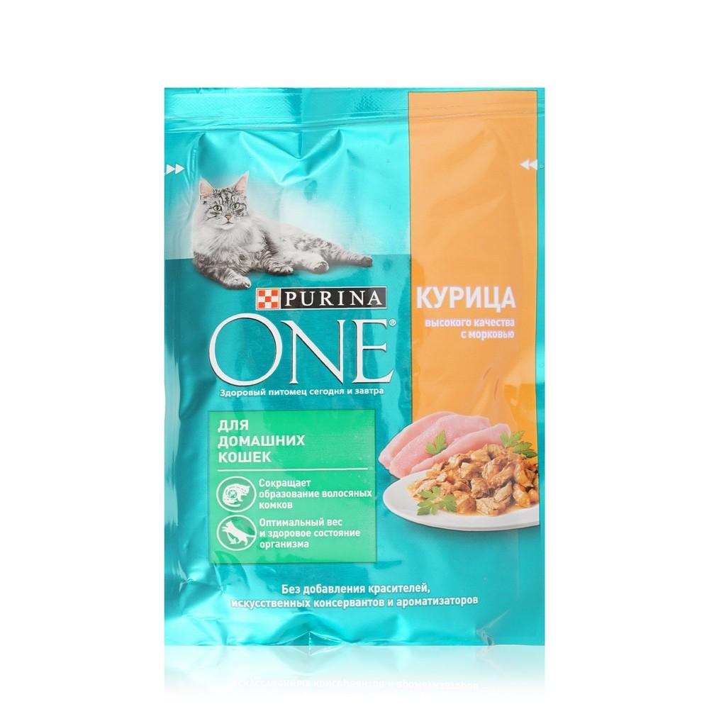 Влажный корм для домашних кошек Purina One с курицей 75г