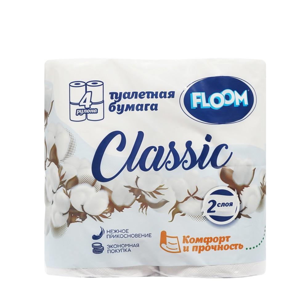 Туалетная бумага Floom 2х-слойная , белая 4шт