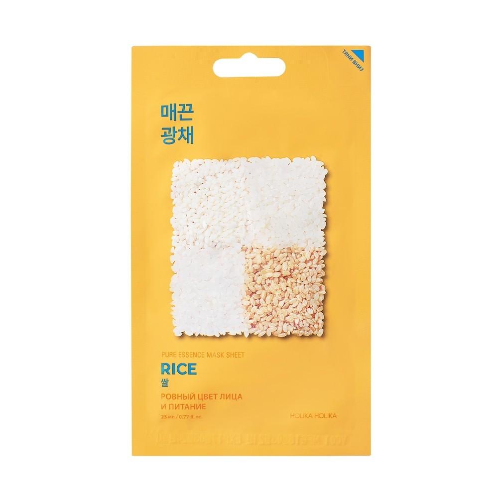 Holika Holika | Тканевая маска Holika Holika для лица " Pure Essence Mask Sheet RICE " против пигментации 23мл