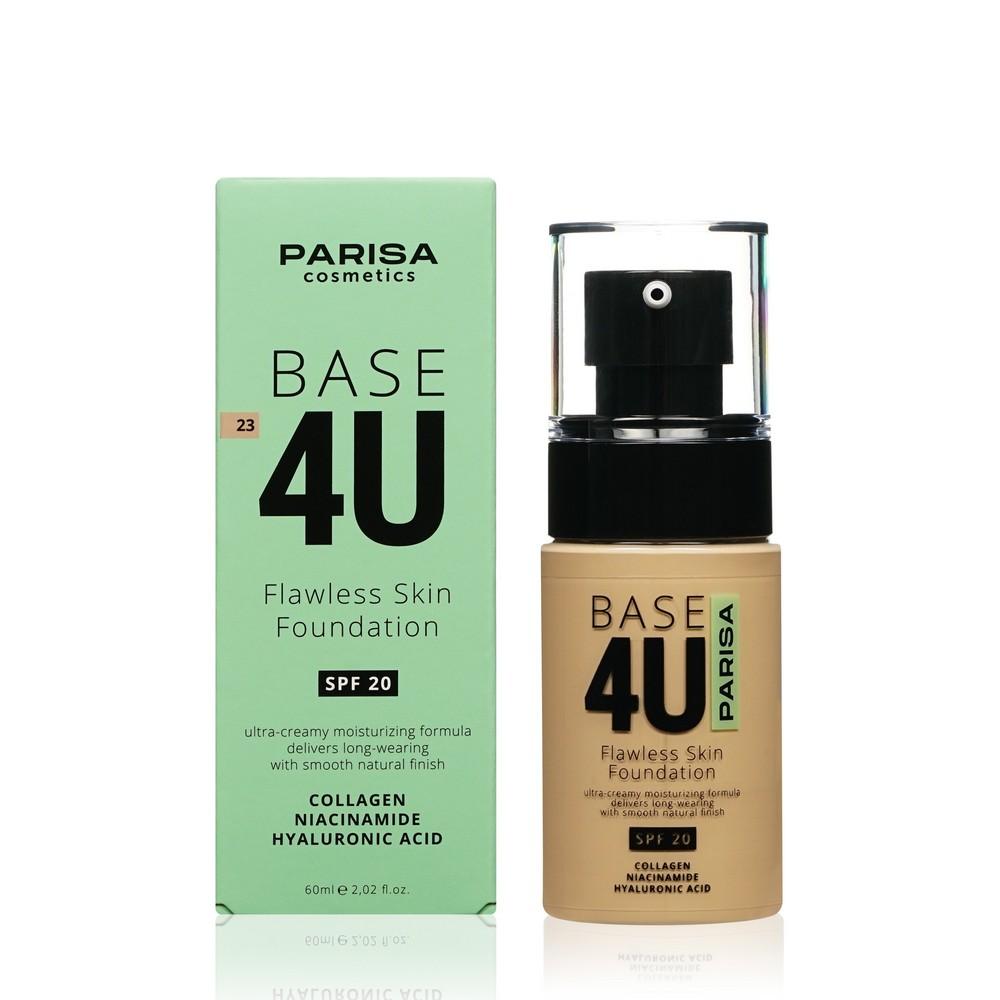 Тональный крем для лица Parisa Cosmetics Base 4U 23 Средне-бежевый 60мл